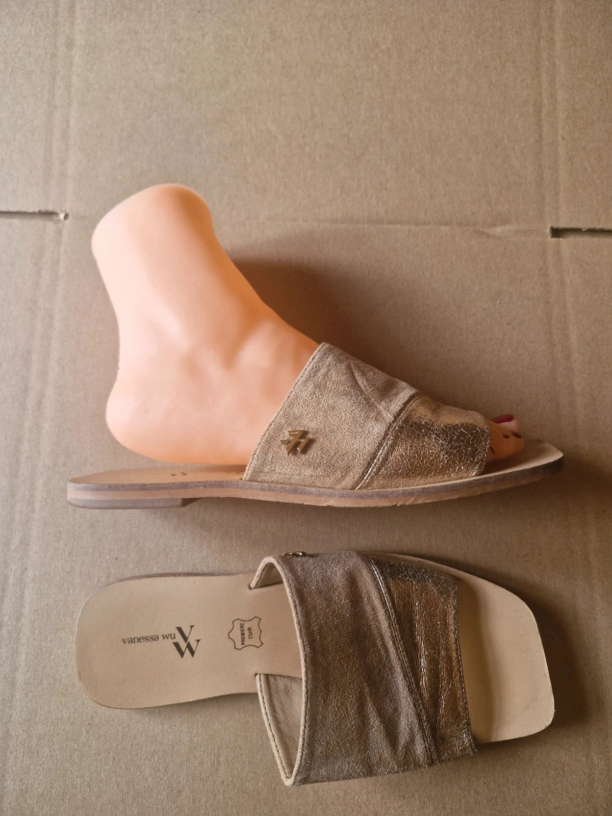 Mules Vanessa Wu bege e dourada - Tamanho 36 – photo 4